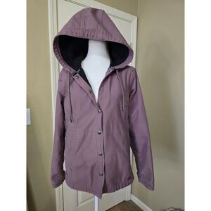 Wolverine Water Resistant Hooded Jacket Women's Medium Purple Snap Front Lined